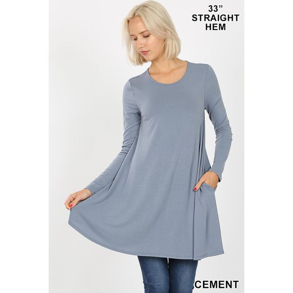 World of Leggings Long Sleeve Swing Tunic with Pockets